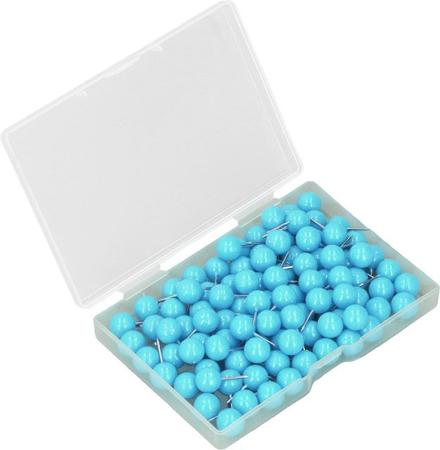 TOMTOP JMS Reißzwecken aus Stahl und Kunststoff in Blau und Weiß, 100 Stück, 9,5 x 20 mm - Bild 1