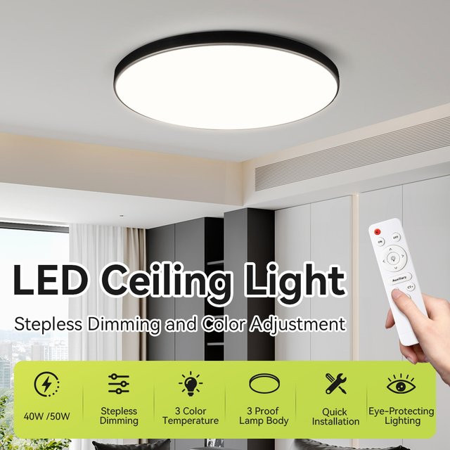 CANMEIJIA Dimmbare LED-Deckenleuchte in Weiß, ultradünnes Panel für Wohnzimmer und Badezimmer, Cool White - Bild 1