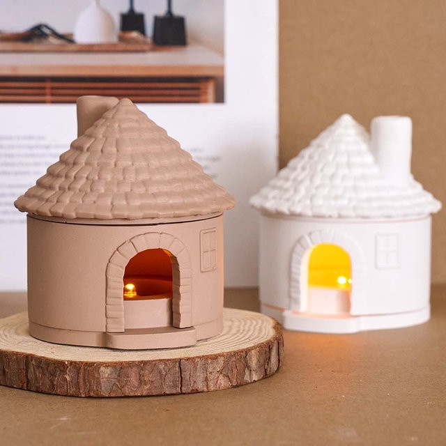 UDOCOOL Silikonform für Schornstein-Haus Kerzenständer und Weihrauchbrenner in Beige zur DIY-Gestaltung von Beton, Gips oder Harz - Bild 1