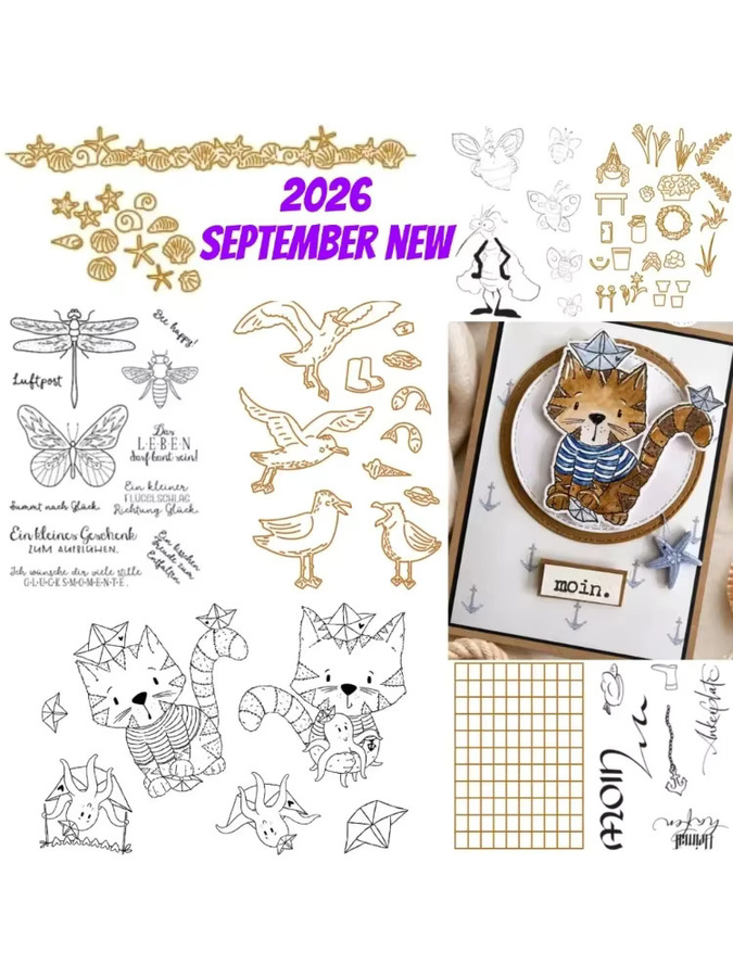 Metall-Stanzformen und Stempel Set mit Tier- und Menschenmotiven in Multicolour für DIY Scrapbooking, Karten und handgemachte Alben - Bild 2