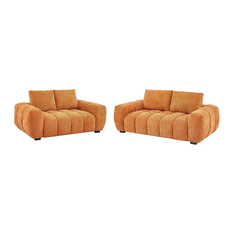 Vente-unique Couchgarnitur Berenia in Terracotta, Polstergarnitur aus Stoff mit 2-Sitzer und 3-Sitzer, B/T/H: 196 x 168 x 81 cm - Bild 2