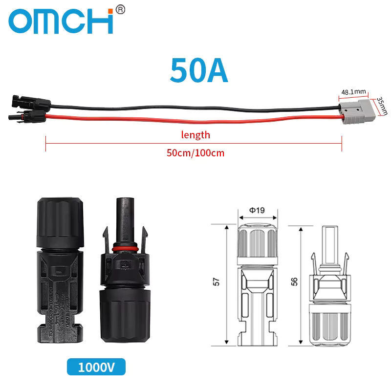 OMCH Solarpanel-Verlängerungskabel 6mm2 10AWG mit 50A-Stecker für Autobatterie und Solarpanel-Verbindung - Bild 4