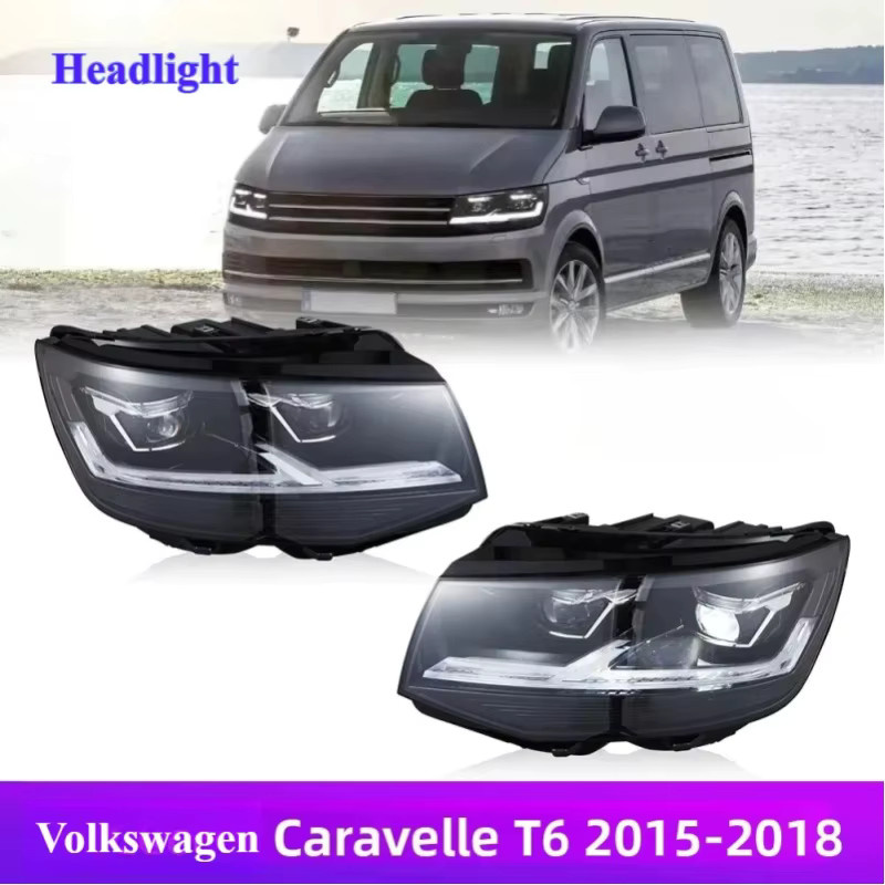 Carinamoba LED-Autoscheinwerfer-Set für Volkswagen Caravelle T6 2015-2018 in Schwarz, Plug-and-Play Frontscheinwerfer und Blinker Tuning-Zubehör - Bild 1