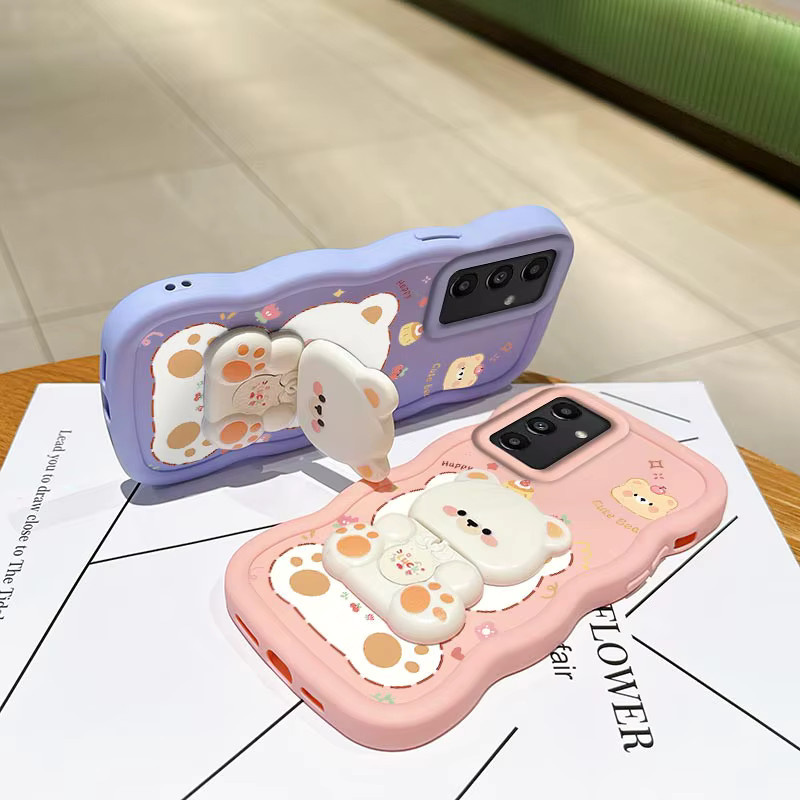 Samsung Handyhülle aus Silikon mit Wellenform und Katzenmotiv in Weiß für A15 A16 A14 A13 A12 A06 A05 A05S A04 A04E A03S A03 A02 - Bild 2
