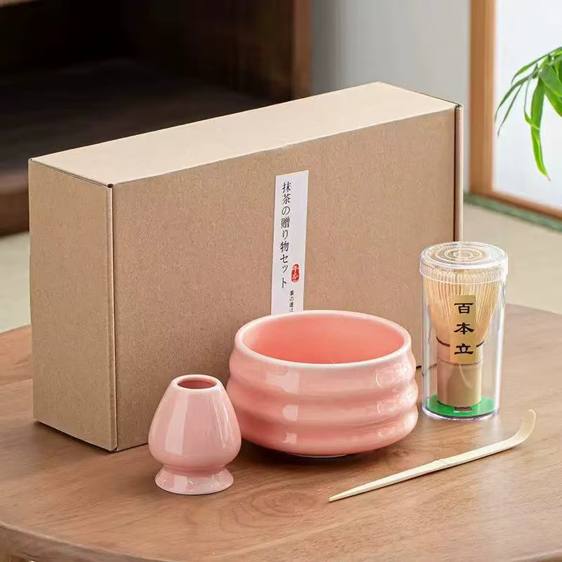 Matcha Set von SHISHI mit Bambus Schneebesen, Keramik Schüssel und Teelöffel in Pink - Bild 3