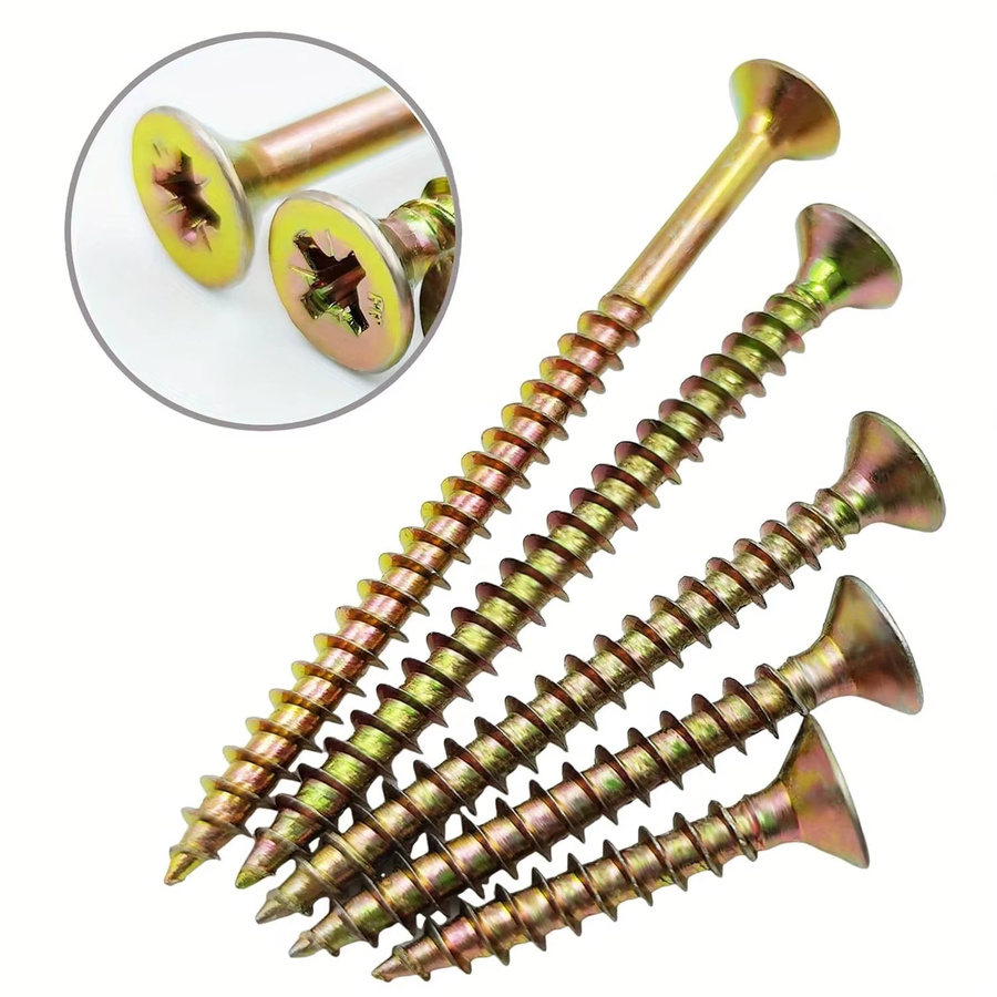 GOSUNDA 100 Stück M4 Flachkopf-Holzschrauben für Trockenbau in Gold, verzinkt, M4 x 16 mm bis 70 mm - Bild 2