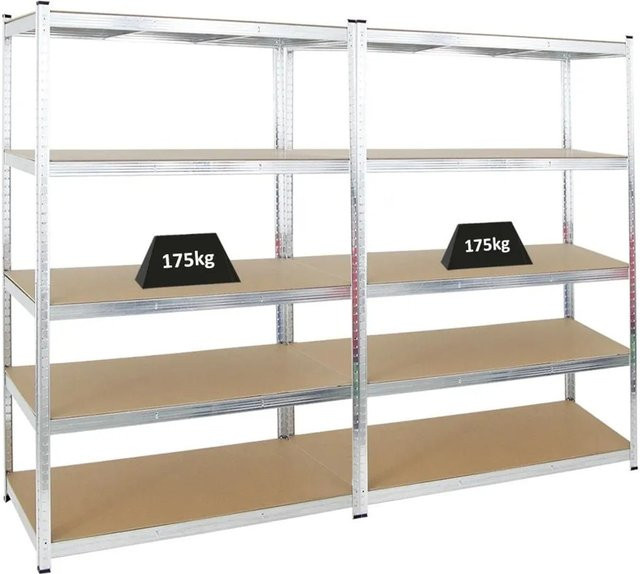2er Set PROREGAL Schwerlastregal Ragnar verzinkt silber H x B x T: 180 x 120 x 60 cm mit 175 kg Fachlast - Bild 1