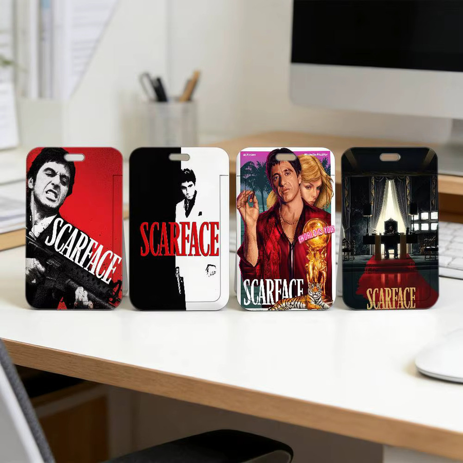 S-Scarface 1983 Premium Ausweishalter mit Lanyard und langlebiger Kartenhülle aus Kunststoff für Mitarbeiter und Profis - Bild 3