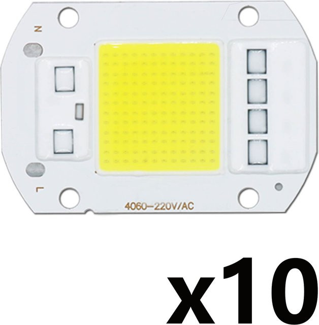 10 Stück LED COB Chip Engine 50W AC220V mit Smart IC für DIY LED Flutlicht und Scheinwerfer, Farbe: Weiß - Bild 1