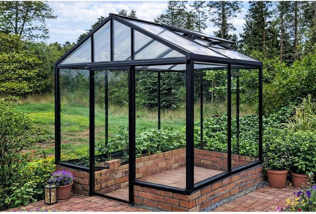 Bloomcabin Wandgewächshaus GHWM1 aus Aluminium und Sicherheitsglas in Schwarz, B/T/H: 160 x 75 x 235 cm - Bild 1