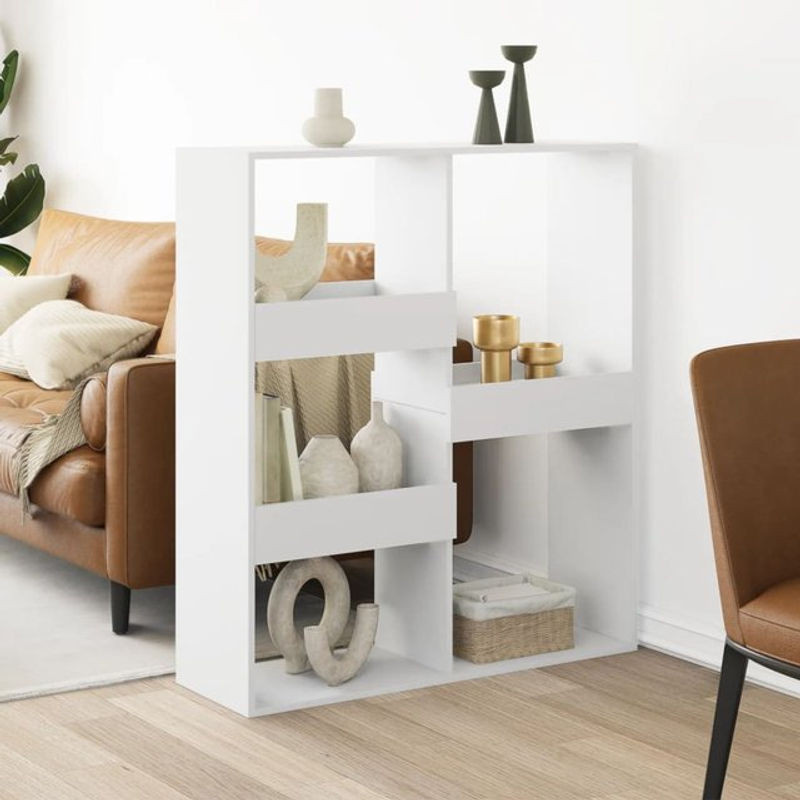 vidaxl Raumteiler Weiß aus Holzwerkstoff, freistehend, B/T/H: 100 x 33 x 115 cm - Bild 1