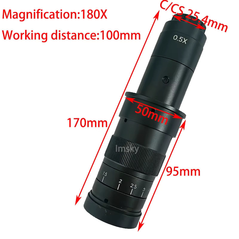 Einstellbares Zoom-Objektiv für Mikroskope mit C-Mount und M42 Anschluss für HDMI und USB in Schwarz - Bild 2
