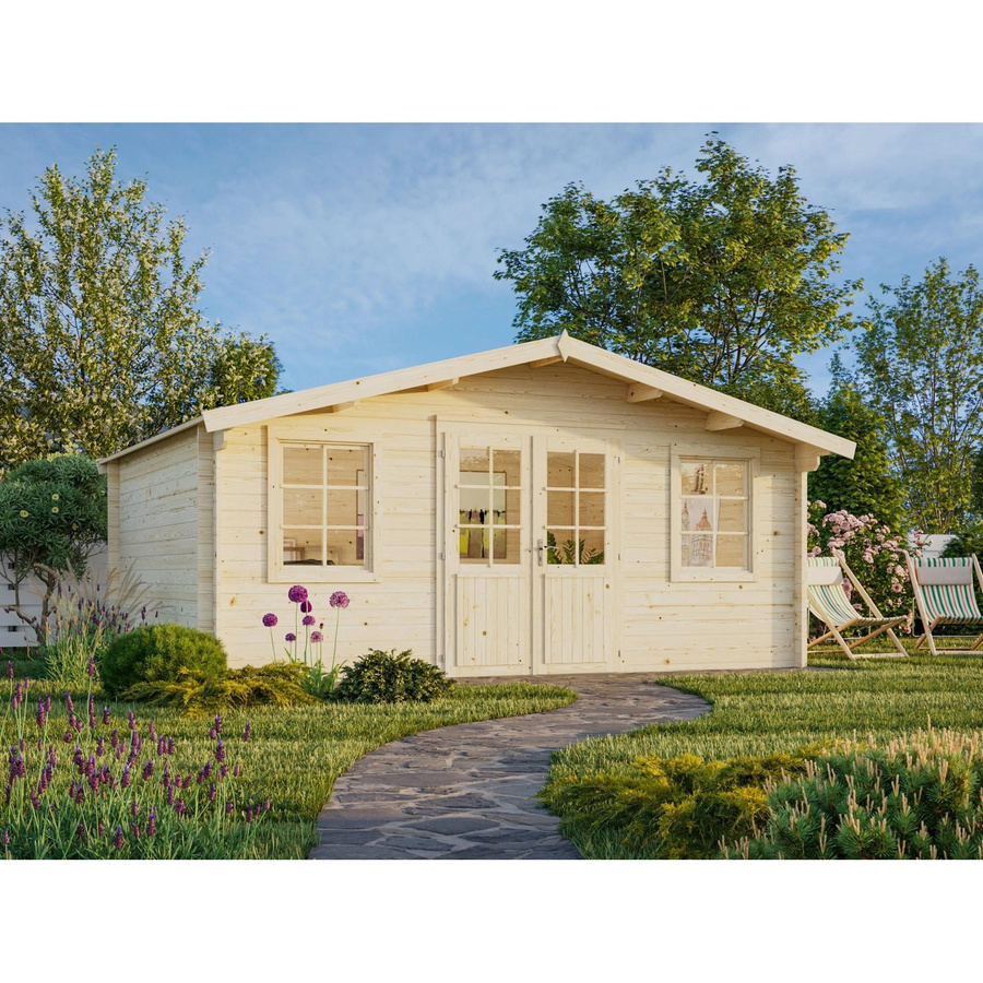 Palmako Gartenhaus Klara aus Fichtenholz mit Satteldach, lackiert in Hellgrau/Anthrazit, B/T/H: 518 x 420 x 247 cm - Bild 2