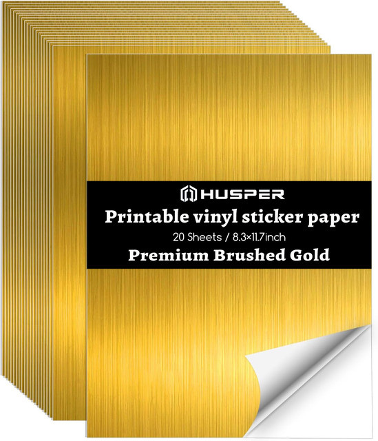 20 Blatt wasserfeste Vinyl-Aufkleberpapier in gebürstetem Gold, A4, laserdruckbar, holografisches Etikettenpapier - Bild 1