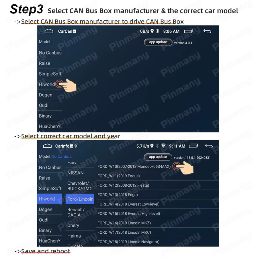 Hiworld CAN-Bus-Decoder FDC10 Stromkabeladapter für Android Headunits in Schwarz für Ford Mondeo Focus S-MAX - Bild 4