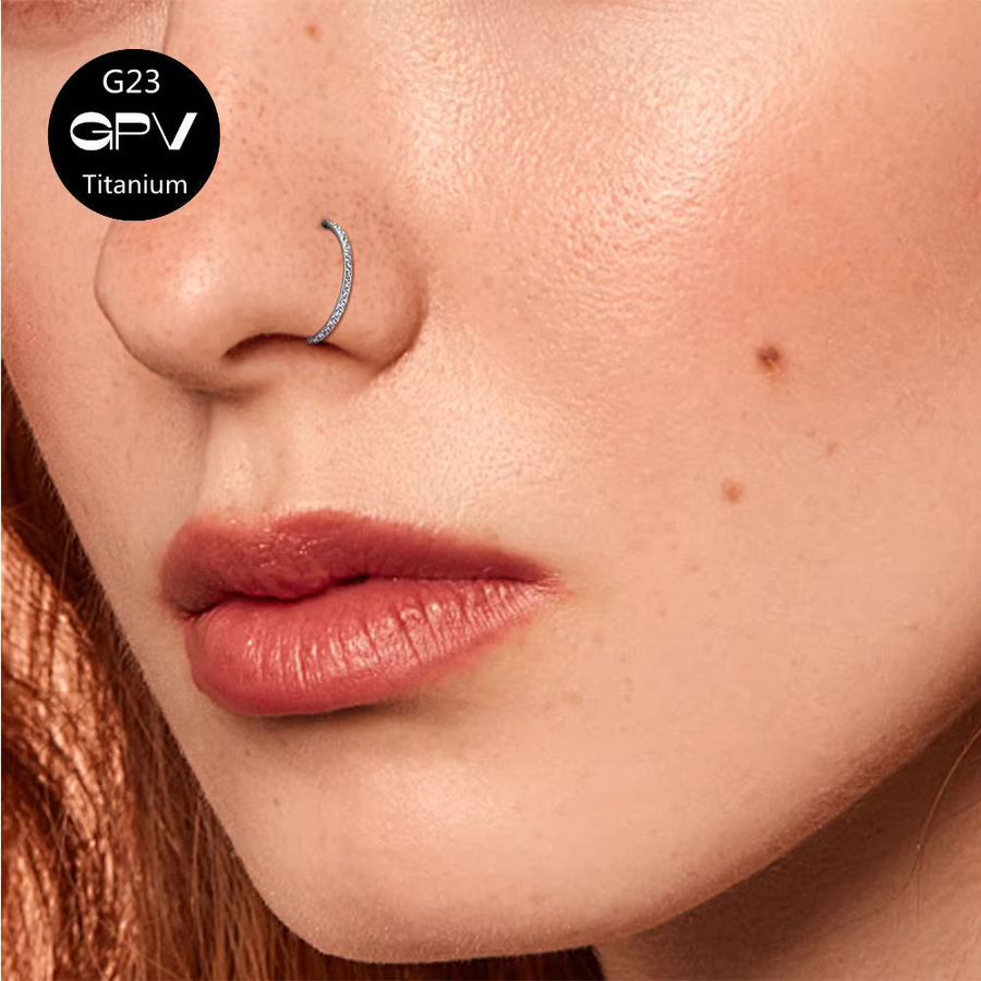 Nasenseptum Ring Titan, Zirkonia, Unisex - Bild 3