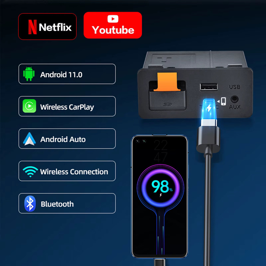 Mazda CarPlay und Android Auto USB-C Nachrüst-Adapter Kit mit USB-C Anschluss, Schwarz, TK78669U0C - Bild 2