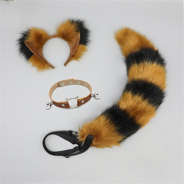 YIRAN Plüschtierohren Stirnband und Schwanz, Fuchs und Waschbär, Bunt / Mehrfarbig, Zubehör - Bild 1