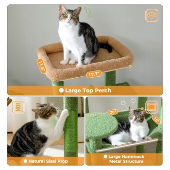 Pawz Road Kratzbaum XL für große Katzen aus Holz mit Hängematte und abnehmbarem Bezug in Matt - Bild 3
