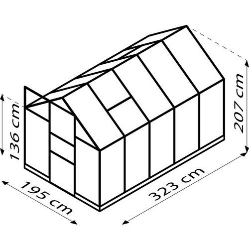 Vitavia Gewächshaus Eris in Schwarz mit 6,2 m² Fläche, ESG-Glas und Polycarbonat, B: 195,0 cm, H: 207,4 cm, T: 323,2 cm - Bild 3