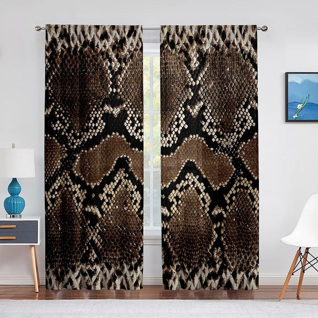 Binchi Outdoor Equipment Transparenter Voile Vorhang mit Schlangenmuster in Braun, Breite: 100 cm, Höhe: 250 cm - Bild 1