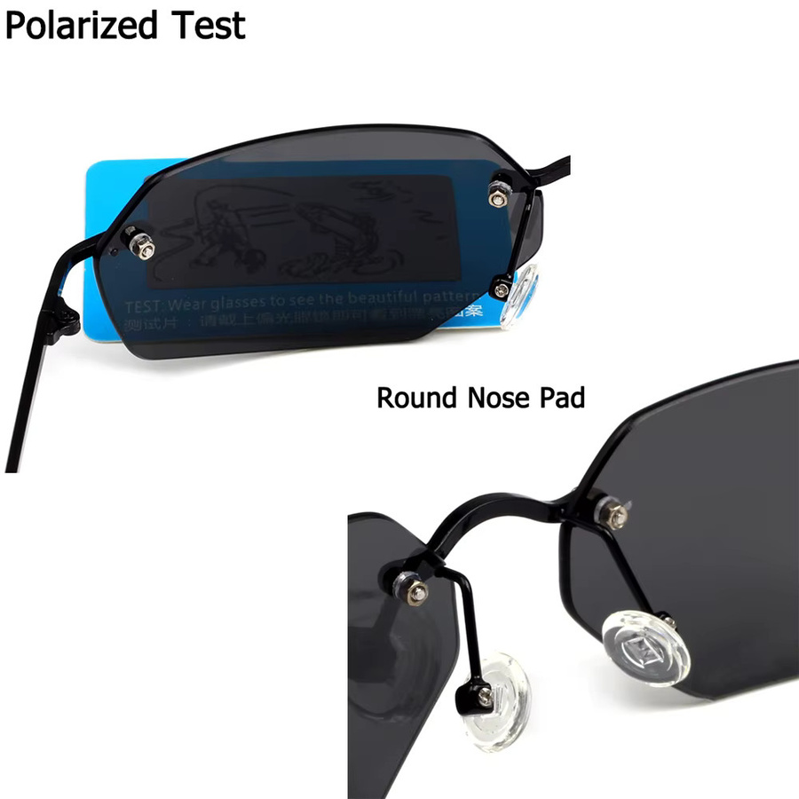 ISENGHUO Matrix Neo Sonnenbrille, randlos, rechteckig, Metall, schwarz, Männer - Bild 3