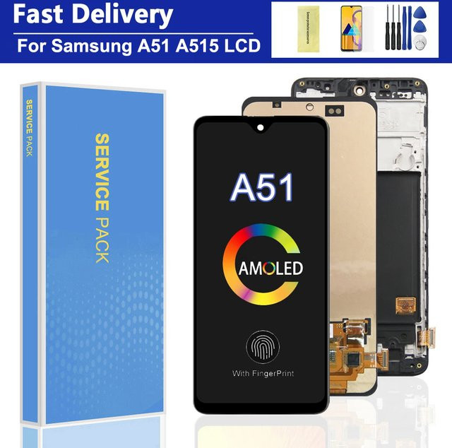 Samsung A51 AMOLED LCD Display mit Touch Screen und Rahmen in Schwarz für A515F A515W A515U - Bild 1