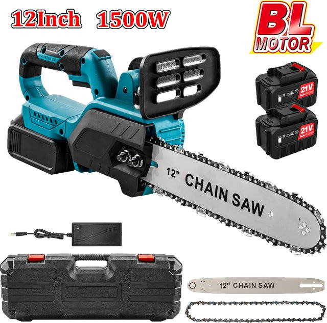 Makita 12-Zoll Bürstenlose Akku-Kettensäge 1500W mit 21V Akku in Blau - Bild 1