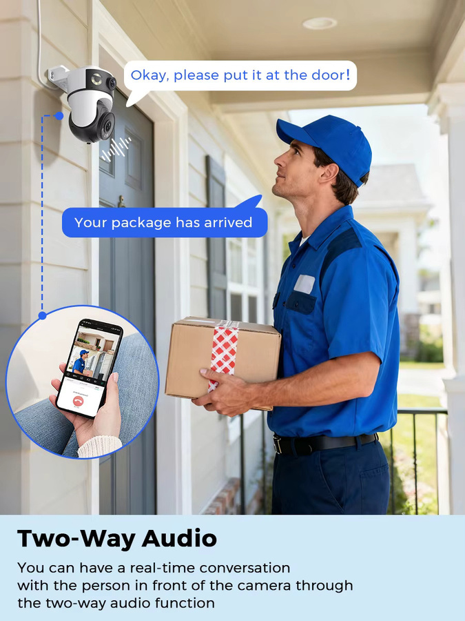 BESDER O-Kam Pro 10MP PTZ Wifi IP Outdoor Überwachungskamera mit Dual-Bildschirm, Nachtsicht und AI Auto Tracking in Weiß - Bild 5