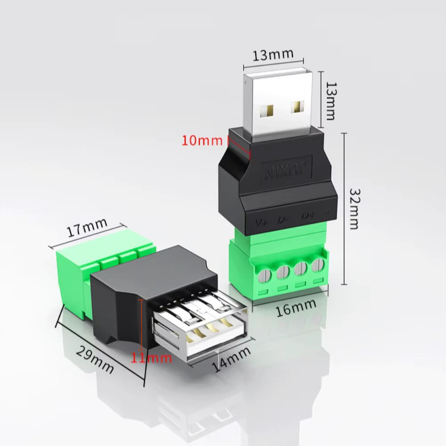 USB 2.0 Typ A Adapter-Stecker mit 4-poligen Schraubklemmen in Schwarz - Bild 5