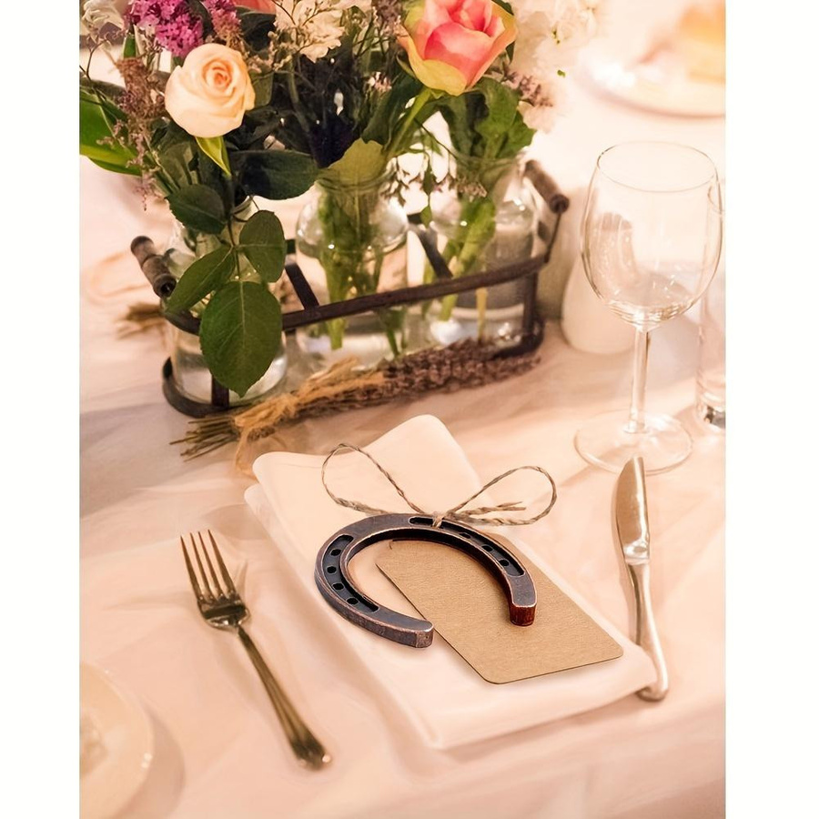 Chenxiaogang Mini-Metallhufeisen als Vintage-Dekoration in Silber für Hochzeiten und Glücksbringer - Bild 2