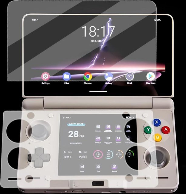 AYN THOR Displayschutzfolie aus gehärtetem Glas, transparent, Dual-Screen-HD-Glas für Spielzubehör - Bild 1