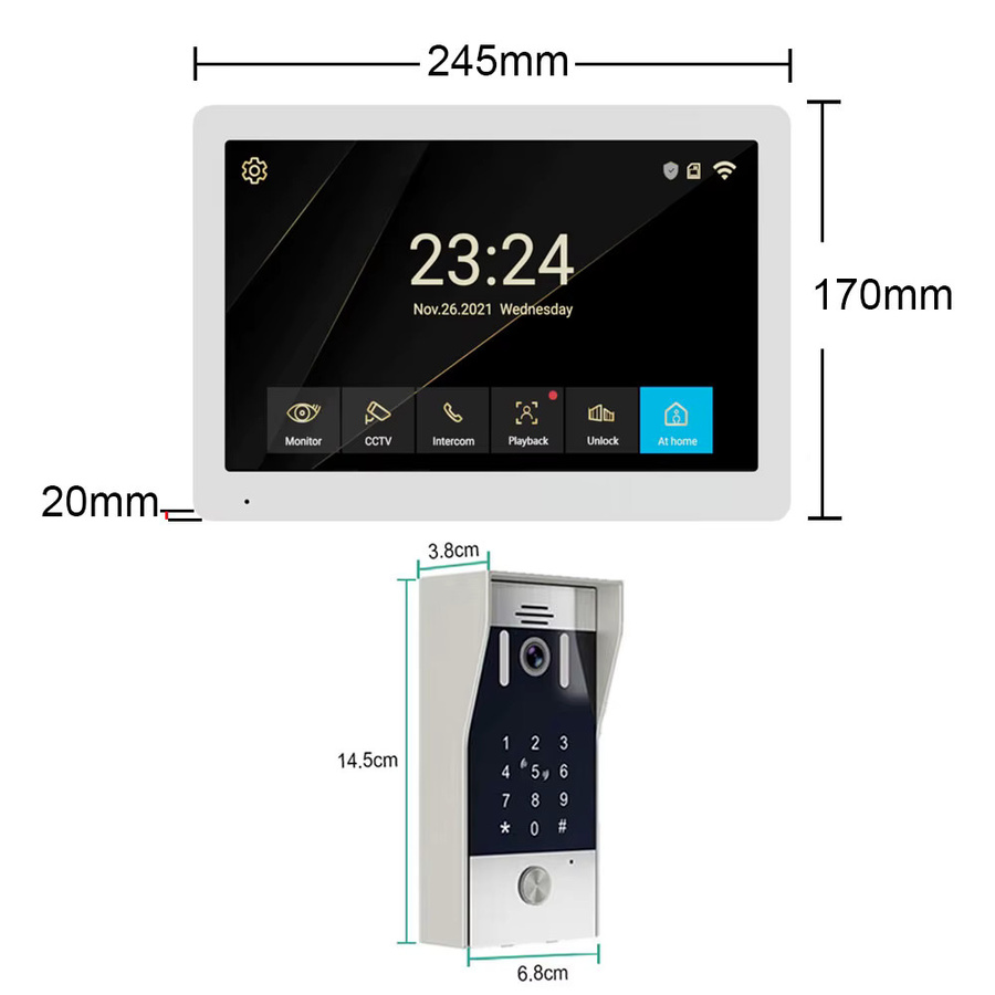 TuYa ACDML 4-Draht WLAN Video-Gegensprechanlage in Silber mit 1080P wasserdichter Kamera, Touchscreen und Fingerabdruck-Entsperrung - Bild 2