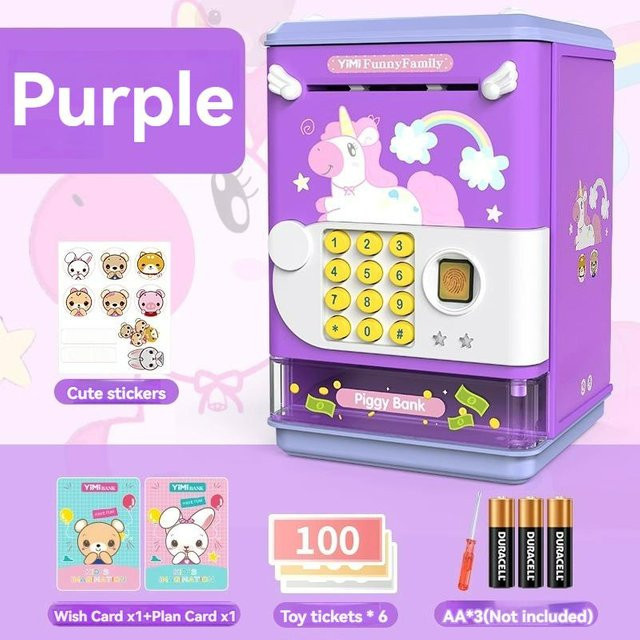 Sparschwein für Kinder, Geldautomatencode, Fingerabdruck-Entsperrung, Spardose mit Musikgeschichte, Sparschwein-Spielzeug - Bild 1