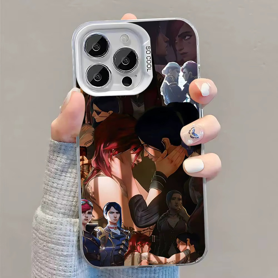 Arcane Vi C-Caitlyn Handyhülle für iPhone 16, 15, 14, 13, 12, 11, Pro, XS, Max, Plus, Mini, SE in weißer Candy-Matte, stoßfeste Abdeckung - Bild 2