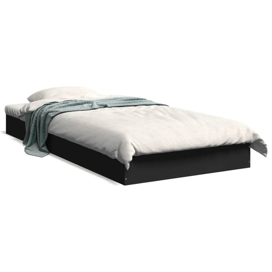 vidaXL Bettgestell aus Holzwerkstoff in Schwarz, Modernes Design, B/T/H: 78 x 193 x 17 cm - Bild 2