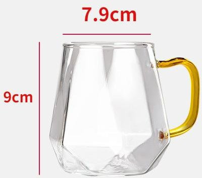 Yiran Furniture Luxuriöse Trinkgläser aus Borosilikatglas mit Diamantmuster und Griff, Transparent - Bild 1