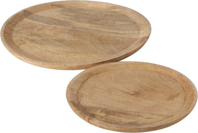 Boltze Serviertablett Maino 2er Set aus Mango Holz in Braun, Durchmesser: 26-35 cm - Bild 1