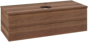 V&B Waschtischunterschrank Antao mit Frontstruktur und Beleuchtung, Farbe Walnuss/Weiss, B/T/H: 120 x 50 x 50 cm - Bild 1