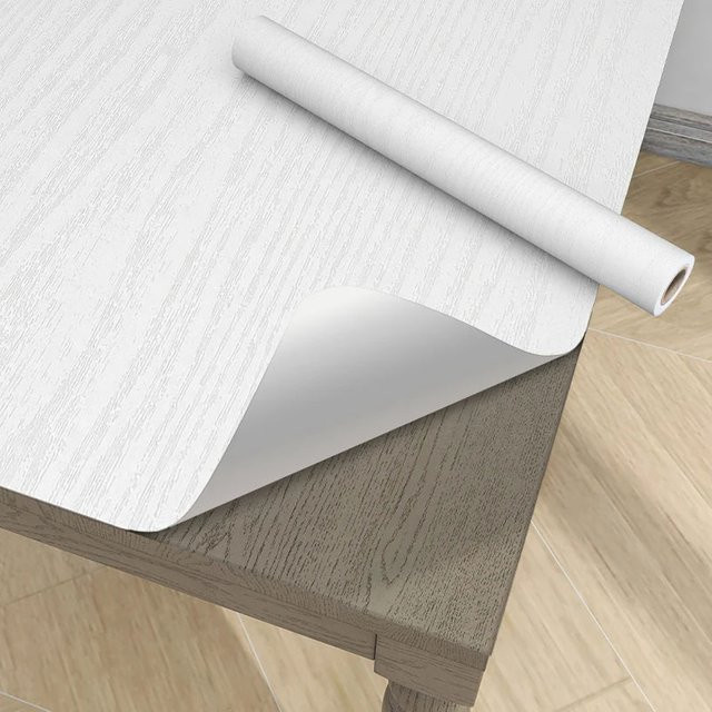 Selbstklebender PVC-Wandaufkleber mit Holzmaserung von ctzsoop in Weiß, wasserdicht, Breite: 45 cm - Bild 1