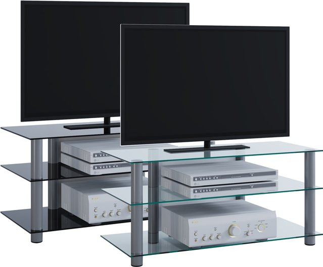 VCM TV-Möbel Netasa Lowboard in Schwarz und Silber mit ESG-Sicherheitsglas, B/T/H: 95 x 40 x 45 cm - Bild 2