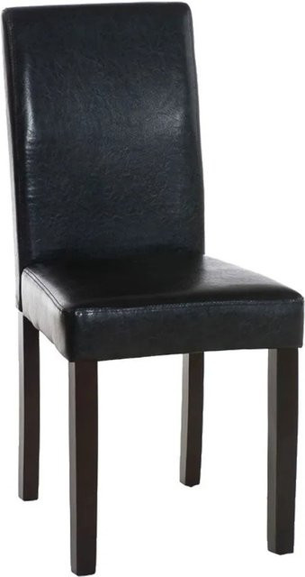 DELUKE Esszimmerstuhl DALAN aus Kunstleder in Schwarz und Dunkelbraun, B/T/H: 41 x 47 x 91 cm - Bild 1
