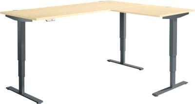 Elektrisch höhenverstellbarer Winkelschreibtisch AERO FLEX in Ahorn und Anthrazit mit Memorypanel, B: 200 cm, T: 160 cm - Bild 1