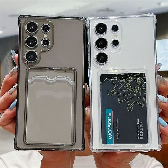 Brieftasche Kartenhalter Handyhülle für Samsung Galaxy S24 Ultra S25 Plus S23 FE S22 S21 A55 A35 A25 A15 A16 A06 5G in Schwarz und Transparent - Bild 1