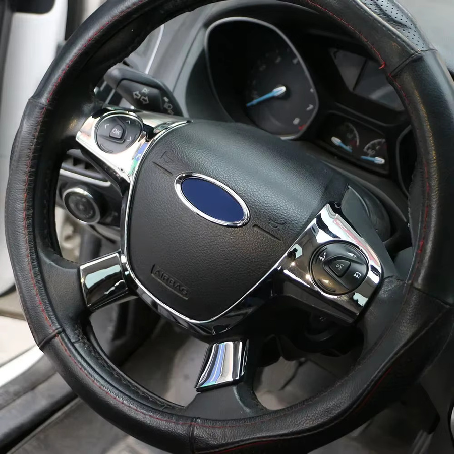 Lenkrad Trim Abdeckung Aufkleber in Chrom Silber für Ford Focus 3 MK3 2012-2014 und Ford Kuga Escape 2013-2015 - Bild 1