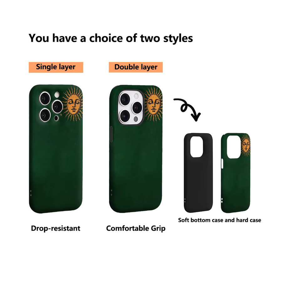Potdemiel Handyhülle Sun Totem in Grün für iPhone 17 16 15 14 13 12 11 Pro Max Plus mit doppelschichtiger Rückseite - Bild 3