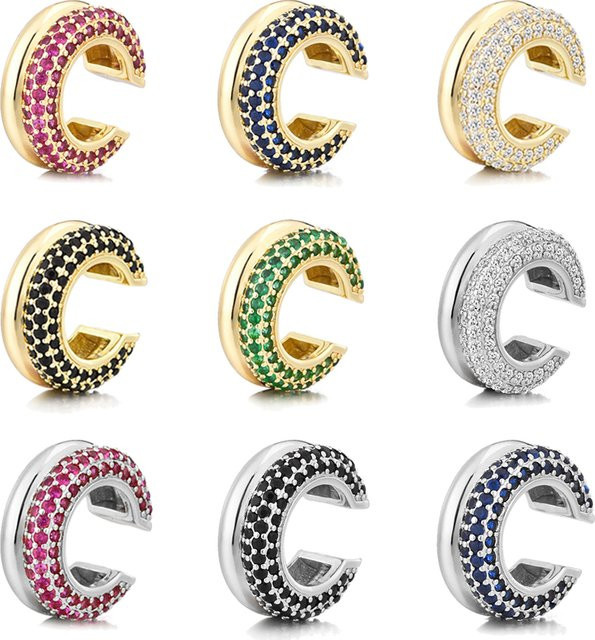 LOVBEAFAS Ohrringe, C-Form, Zirkonia, Edelstahl, Gold, Damen - Bild 1