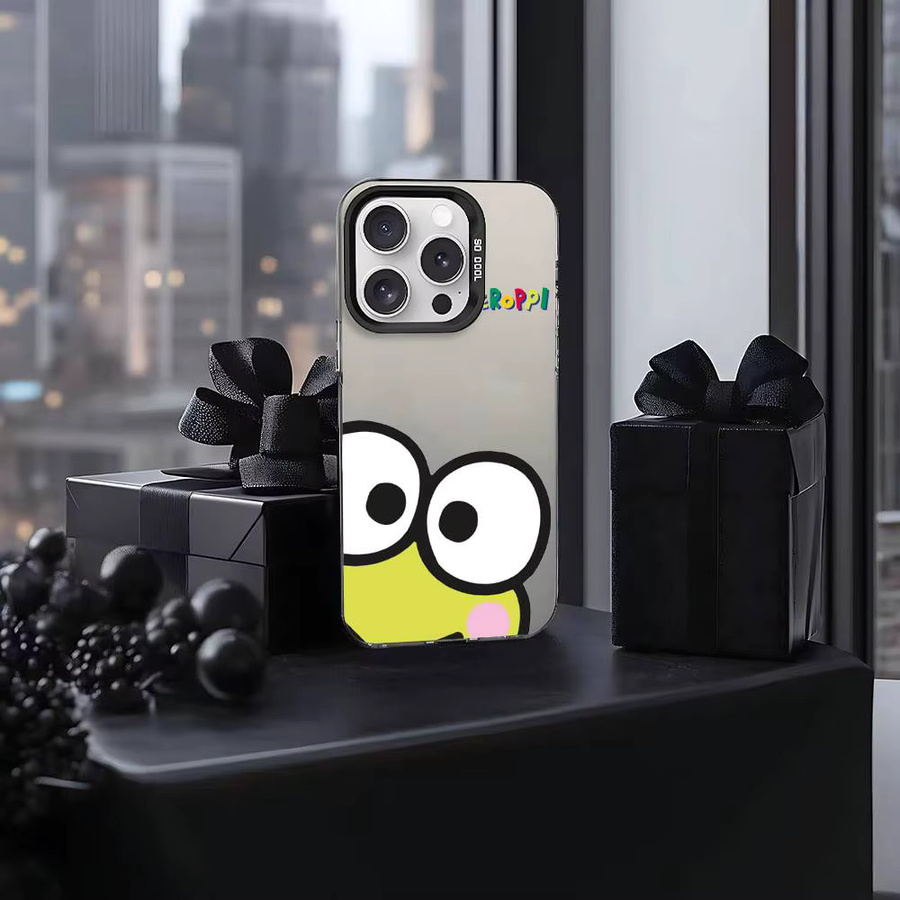 Mesuca K-Keroppi Handyhülle mit Cartoon-Frosch Design für iPhone 17 16 15 14 13 12 11 Pro Max Plus, Stoßfest, Silber und Mehrfarbig - Bild 4