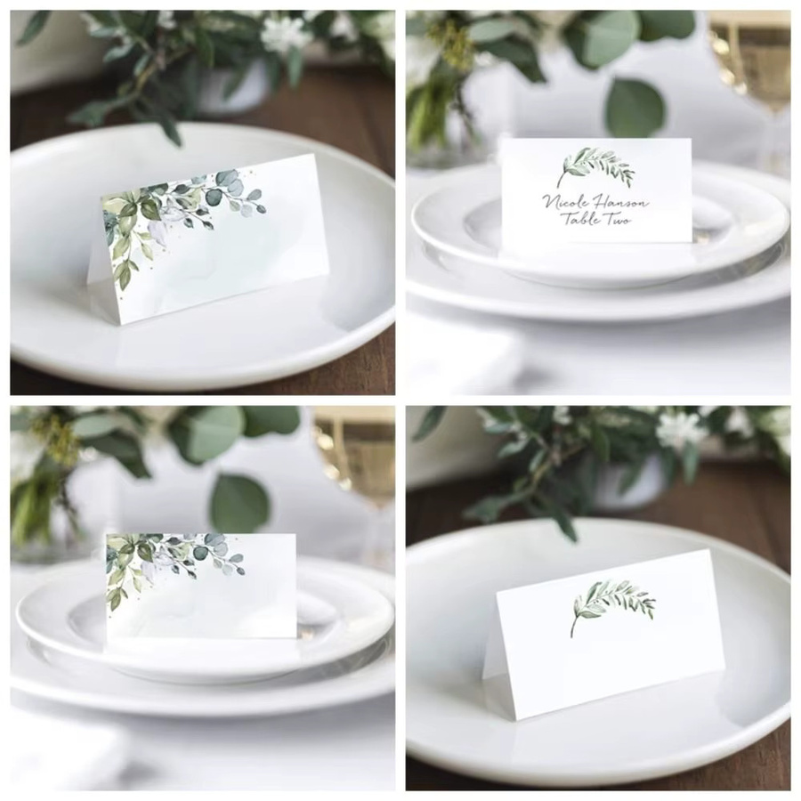 50 Stück leere Tischkarten aus weißem Papier für Hochzeiten und Partys, rechteckig - Bild 3