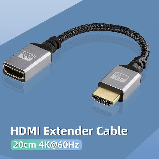 BSN HDMI Verlängerungskabel mit 90-Grad-Stecker auf Buchse, 4K kompatibel, Länge: 0,2 m - Bild 1